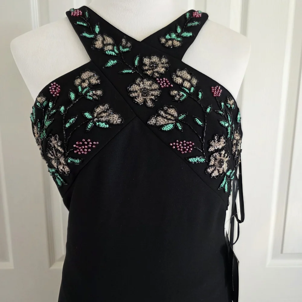 Pronovias Barcelona Embellished Black Halter Gown High-Low Hem-NWT Size 2 - Picture 8 of 15